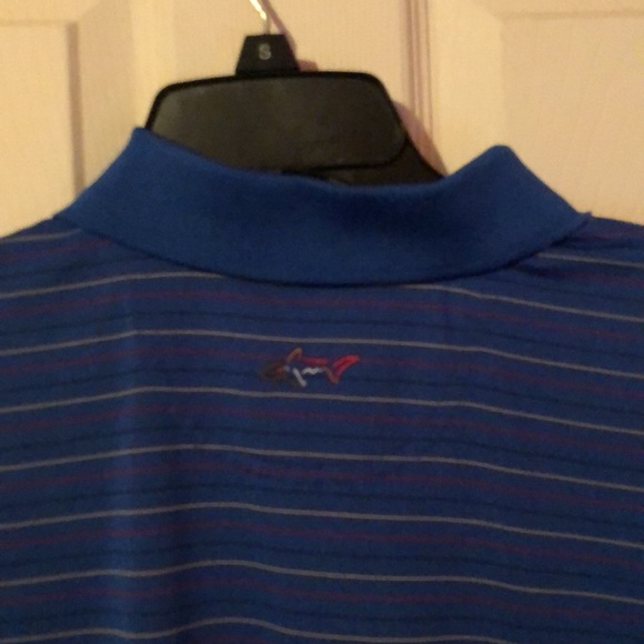 Greg Norman Blue Red Yellow Black Striped Golf Jersey Knit Polo Mens Large L - Picture 10 of 12